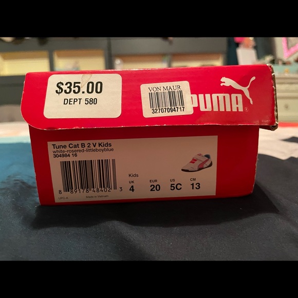 Puma - Kids Tune Cat shoes in white/rose/blue - Size 5C (12-18 mo) - Picture 6 of 6